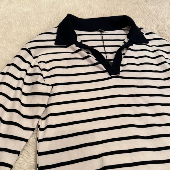 NWT MONROW Stripe Relaxed Polo Dress - Size Large - Picture 6 of 10